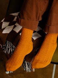 Paper X Superwash Wool Cable Socks - Ochre