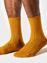 Paper X Superwash Wool Cable Socks - Ochre