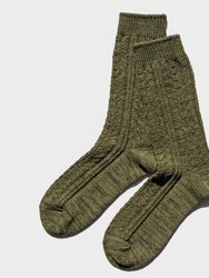 Paper X Superwash Wool Cable Socks - Spruce - Spruce