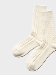 Paper X Superwash Wool Cable Socks - White - White