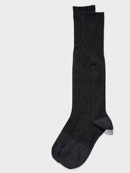 Paper X Superwash Wool Over The Calf Socks - Black - Black
