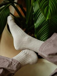 Paper X Superwash Wool Rib Crew Socks - Grey