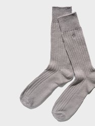 Paper X Superwash Wool Rib Crew Socks - Grey - Grey