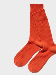 Paper X Superwash Wool Rib Crew Socks - Orange - Orange