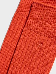 Paper X Superwash Wool Rib Crew Socks - Orange