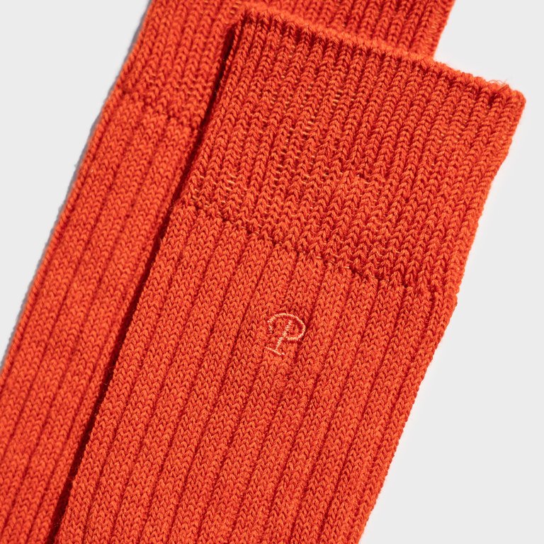 Paper X Superwash Wool Rib Crew Socks - Orange