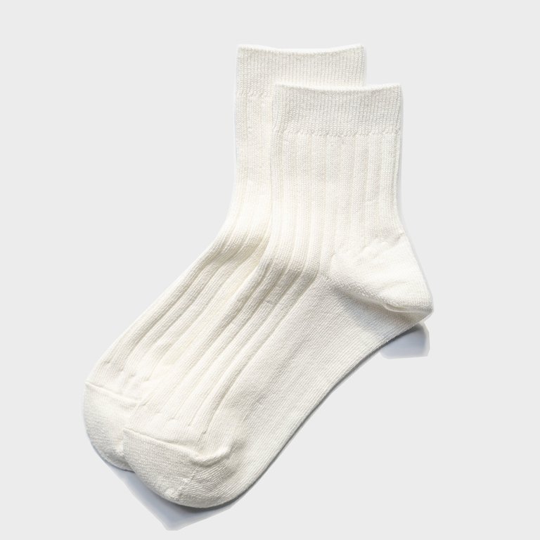 Rib Anklet Socks 3 Pair - White