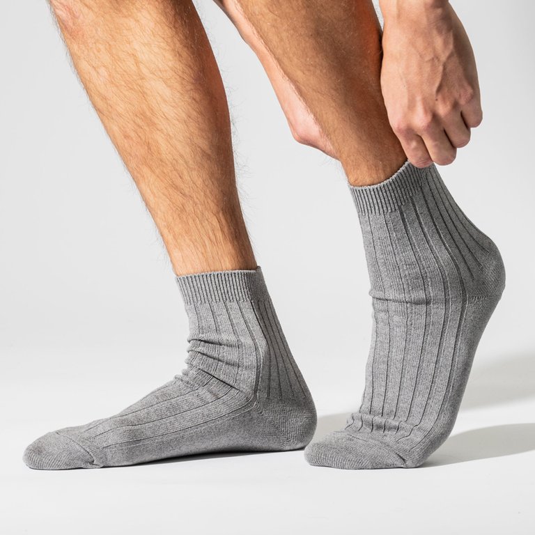 Rib Anklet Socks - Grey - Grey