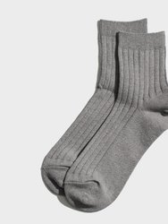 Rib Anklet Socks - Grey