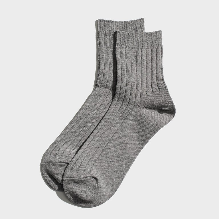 Rib Anklet Socks - Grey