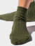 Rib Anklet Socks - Olive