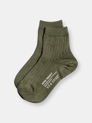 Rib Anklet Socks - Olive - Olive