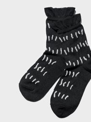 Ruffle Shower Short Socks - Black