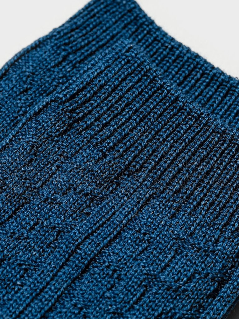 Wool Cable Crew Sock - Peacock