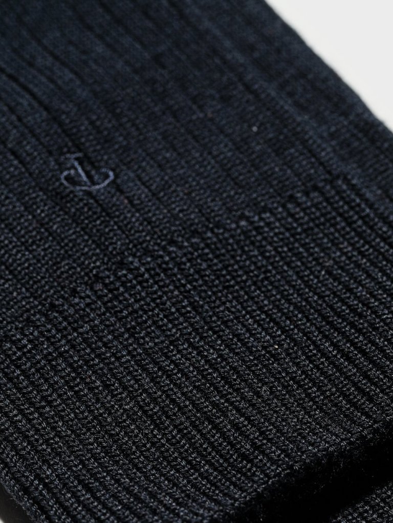 Wool Rib Crew Sock - Navy