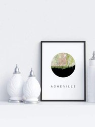 Asheville, North Carolina City Skyline With Vintage Asheville Map
