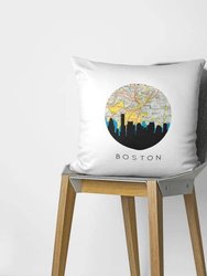 Boston, Massachusetts City Skyline With Vintage Boston Map