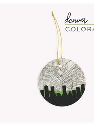 Denver, Colorado City Skyline With Vintage Denver Map