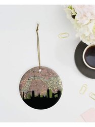 London City Skyline With Vintage London Map