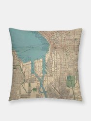 Seattle, Washington City Skyline With Vintage Seattle Map