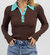 Button Collared Top In Beverly Turquoise - Beverly Turquoise