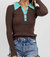 Button Collared Top In Beverly Turquoise