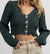 Cropped Button Cardigan In Deep Green