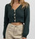 Cropped Button Cardigan In Deep Green - Deep Green