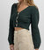 Cropped Button Cardigan In Deep Green