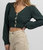 Cropped Button Cardigan In Deep Green