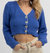 Cropped Button Cardigan In Royal Blue - Royal Blue