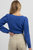 Cropped Button Cardigan In Royal Blue