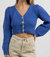 Cropped Button Cardigan In Royal Blue