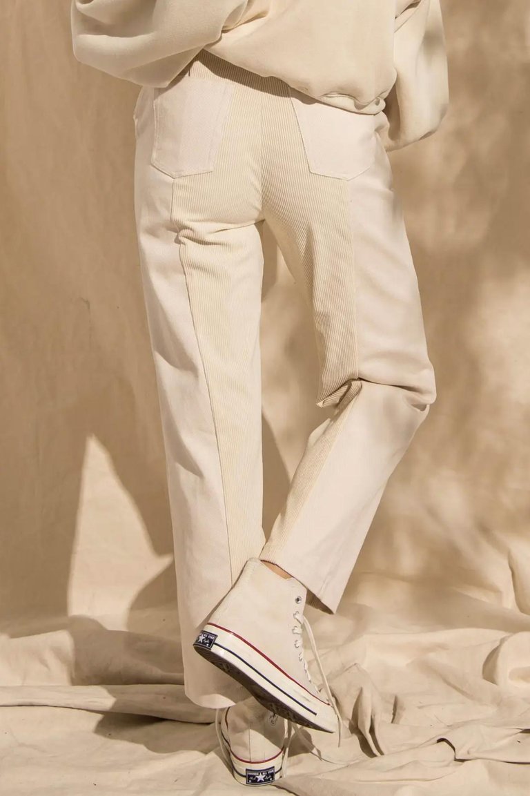 Danielle Split Panel Pants In Ivory