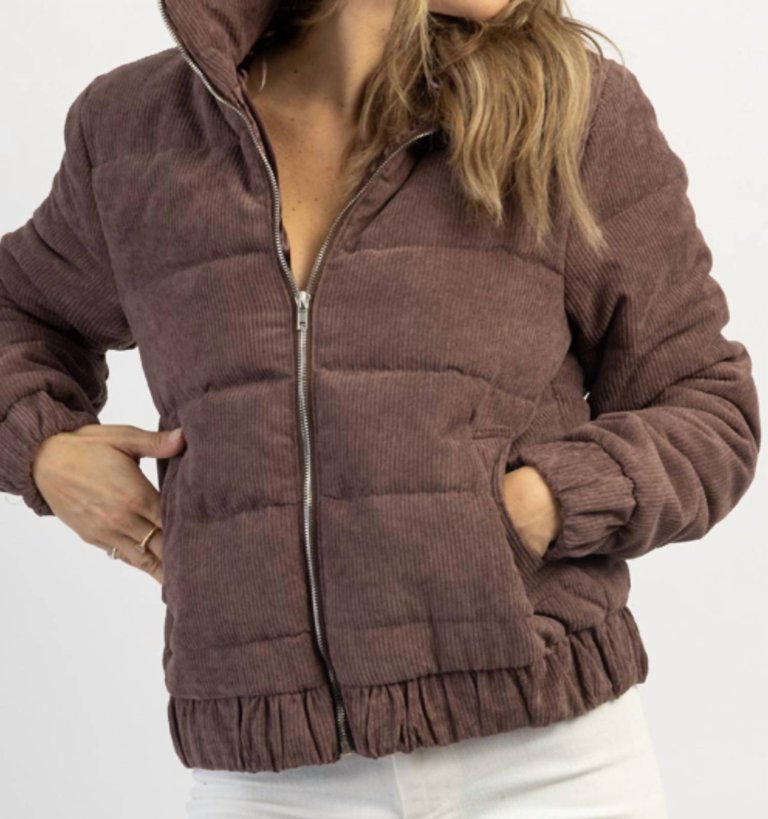 Jenna Corduroy Puffer Jacket In Choco