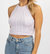 Knit Backless Self-Tie Crop In Lavender