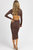 Long Sleeve Front Twist Midi Dress In Chocolate