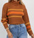 Stripe Turtleneck Sweater In Cinnamon