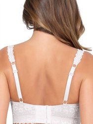 Adriana Banded Stretch Lace Wireless Bralette In Pearl White