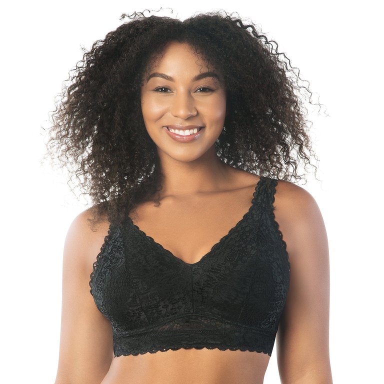 Adriana Wire-Free Lace Bralette - Black - Black