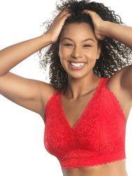 Adriana Wire-Free Lace Bralette - Racing red