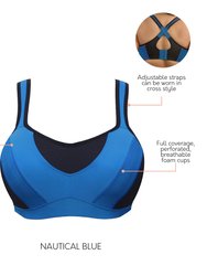 Dynamic Padded Performance Sports Bra Nautical Blue