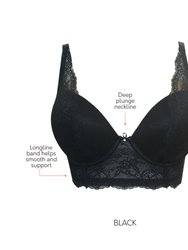 Sandrine Longline Plunge Bra - Black