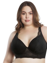 Sandrine Longline Plunge Bra - Black