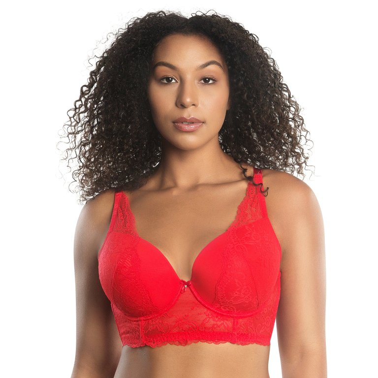 Sandrine Longline Plunge Bra - Racing Red