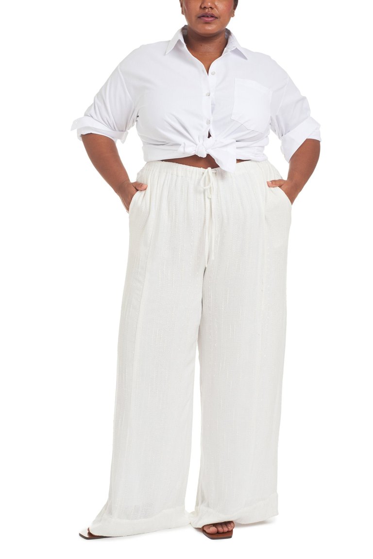 Andy Slub Gauze Pajama Pant - White - White