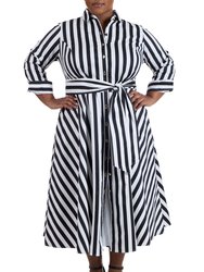 Poplin Shirtdress - Awning Stripe - Black/White