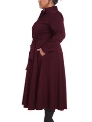 Poplin Shirtdress in Bordeaux