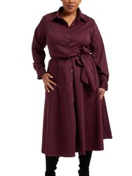 Poplin Shirtdress in Bordeaux