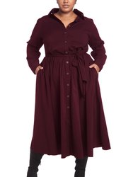 Poplin Shirtdress in Bordeaux - Bordeaux